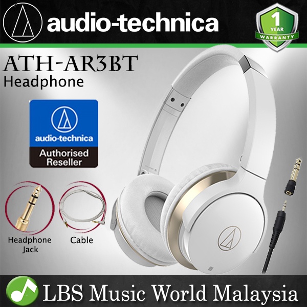 Audio Technica ATH AR3BT White SonicFuel Wireless On Ear Headphone