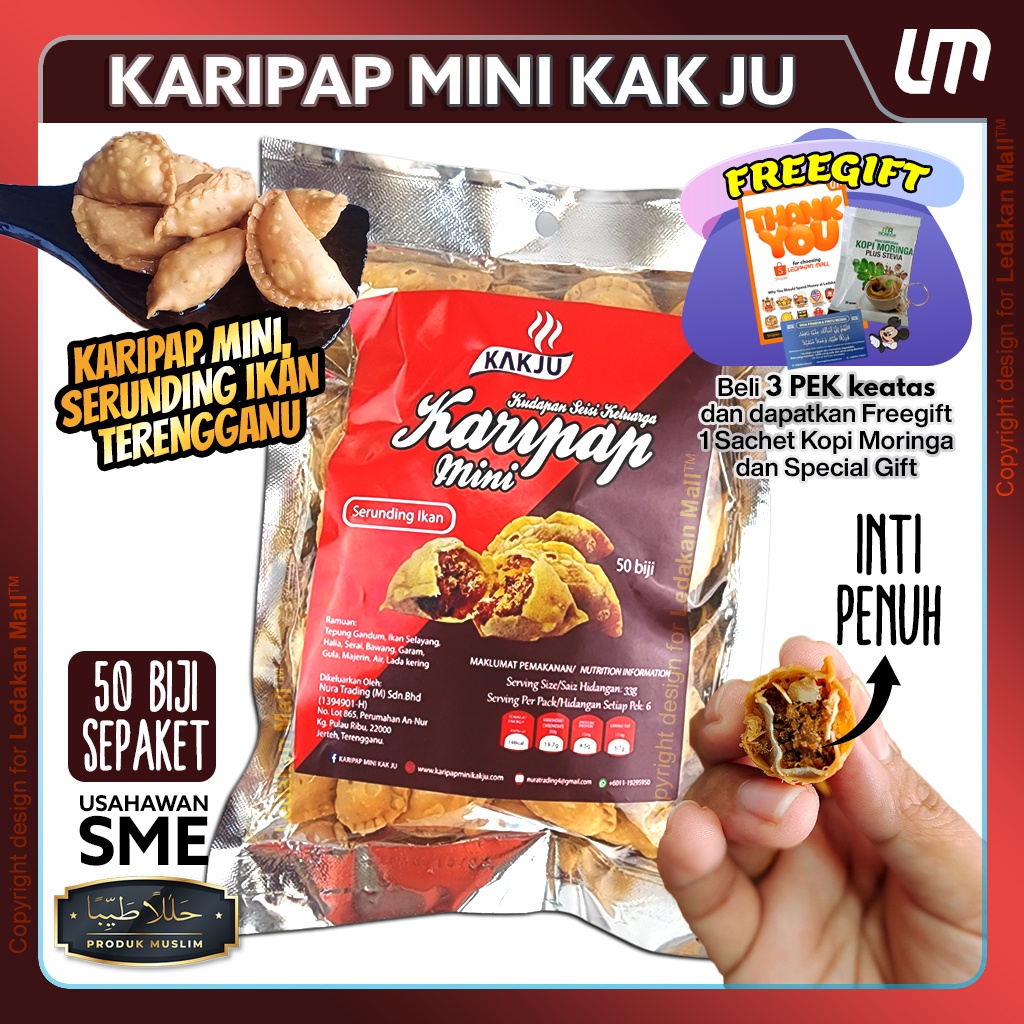 Karipap Mini Serunding Ikan Kak Ju Inti Padat Asli Terengganu Murah