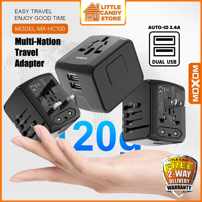 Universal Traveller Adapter With USB 2 Port Charger 2 4A Travel Plug