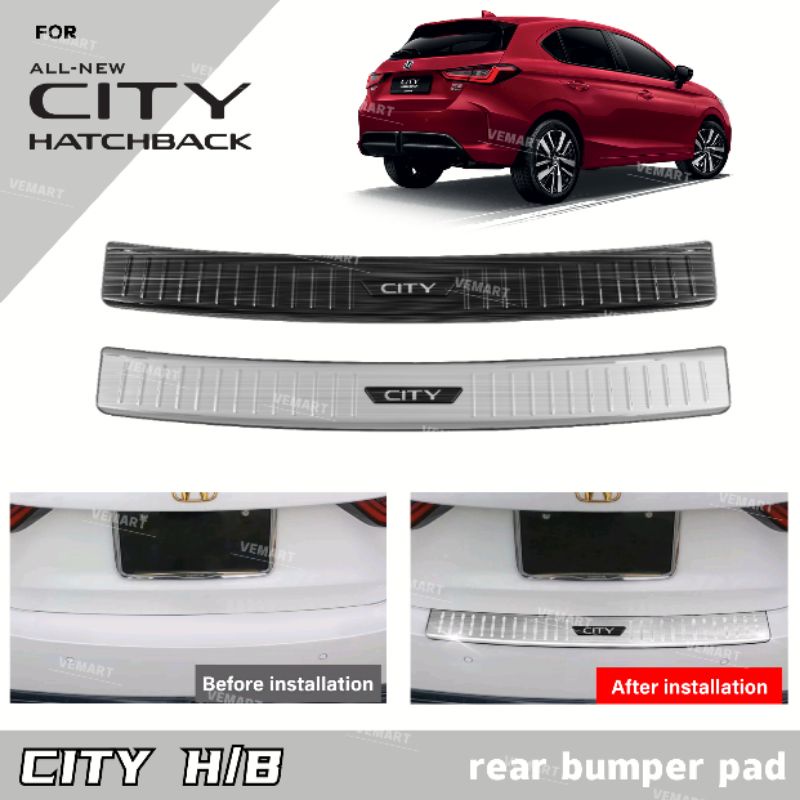 Vemart Honda City Hatchback Rear Bumper Sill Plate Stainless Steel City