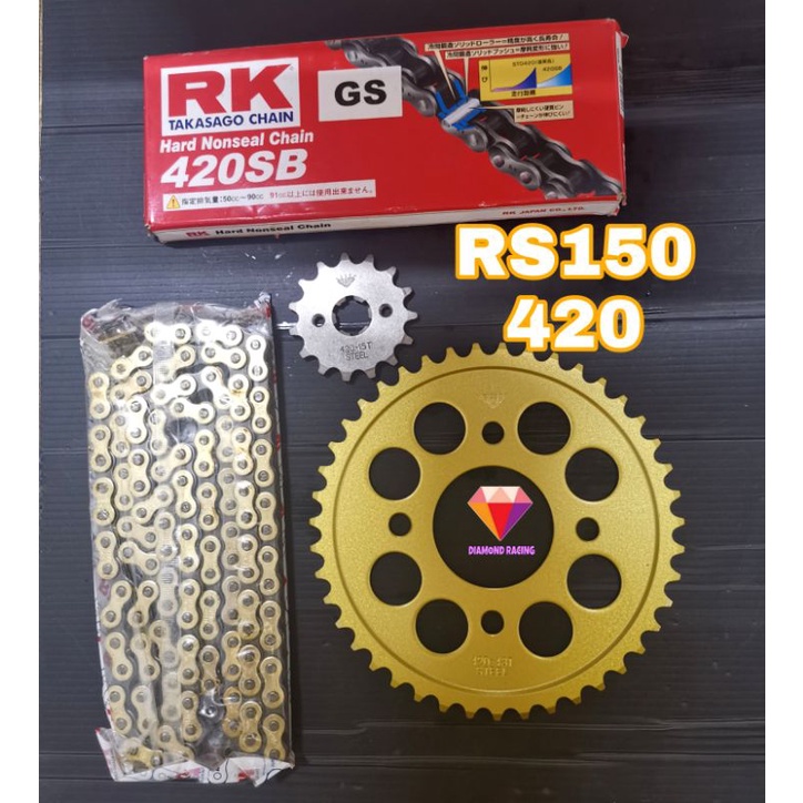 Honda Rs Rsx Diamond Sprocket Rk Drc Gold Chain Combo Set