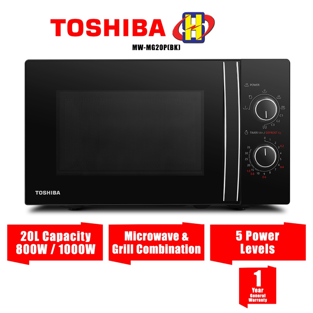 Toshiba Microwave Oven 20L 1000W 5 Power Levels Combi Grill Microwave