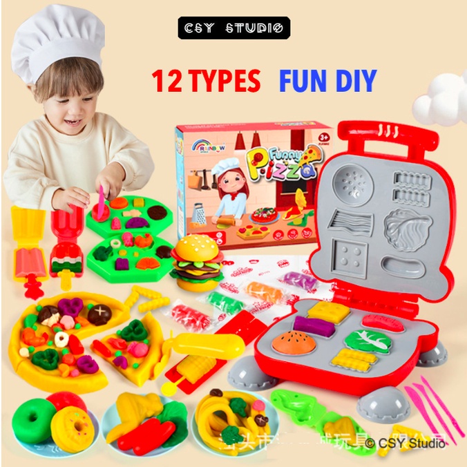 Color Clay Toy Burger Dough Set Ice Cream Double Twister Playdoh Play