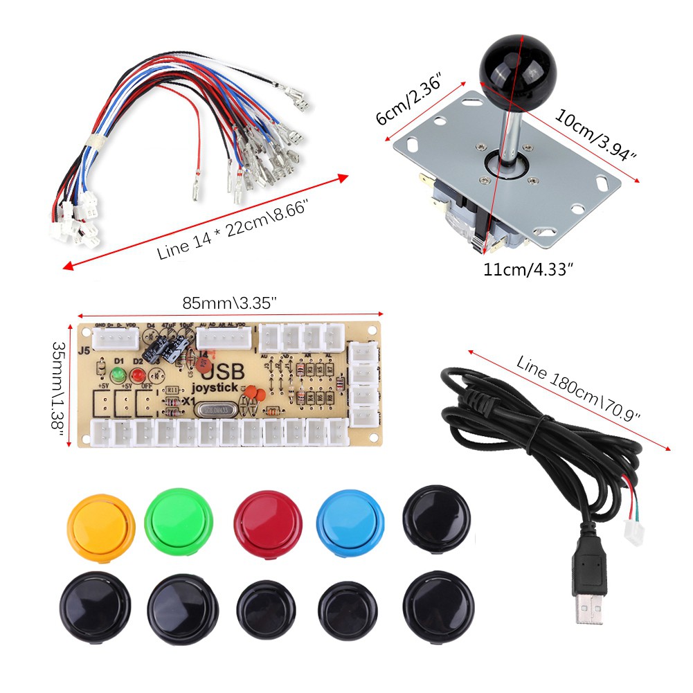 Yoaushop FBA Zero Delay Arcade Game DIY Kits Parts 10 Buttons