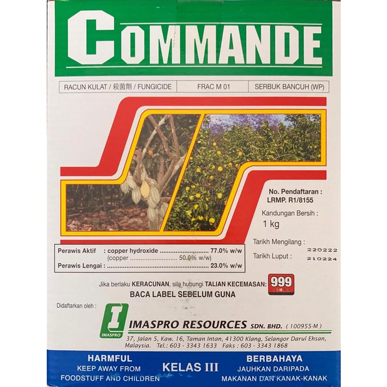 Commande Copper Hydroxide Racun Kulat Copper Fungicides Kg