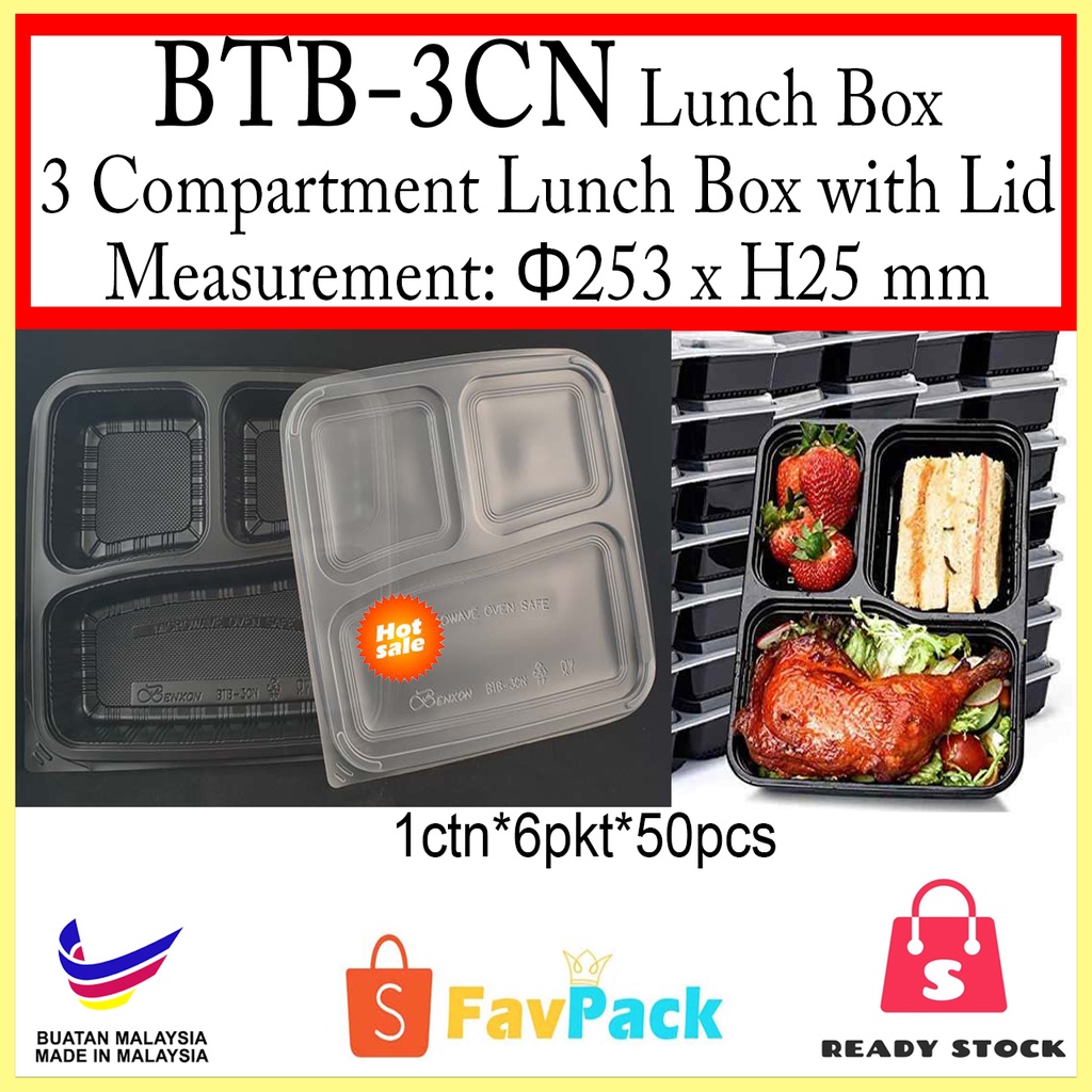 Btb Cn Benxon Compartment Lunch Box With Lid Disposable Pp Food