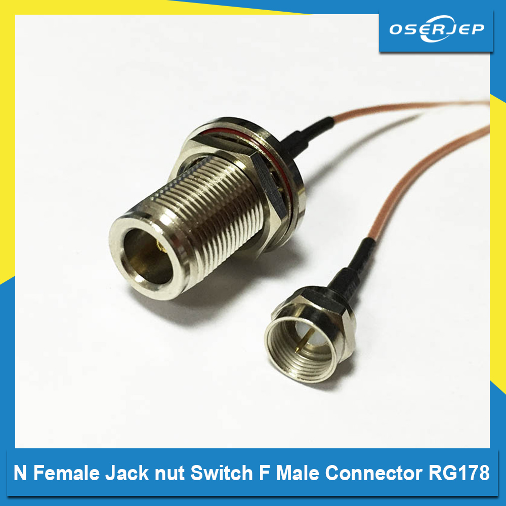 New N Female Jack Nut Switch F Male Plug Connector RG178 Cable 15CM