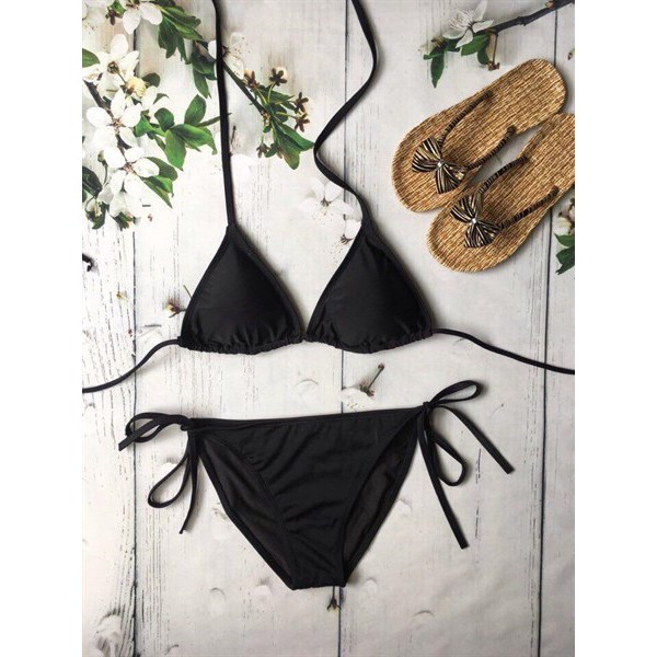 Black Triangle Piece Bikini Real Photo Shopee Malaysia