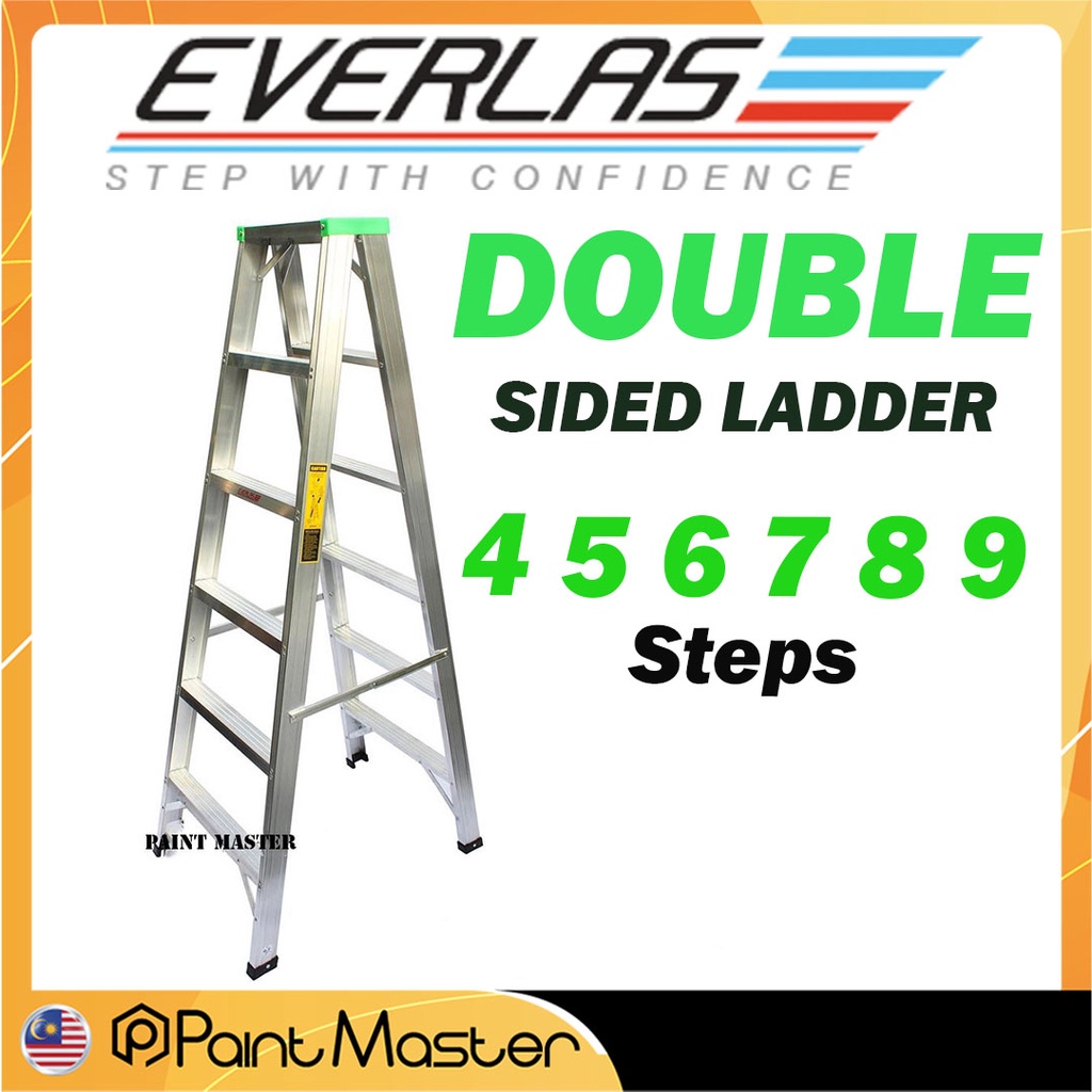 Original Everlas Heavy Duty Aluminium Double Sided Ladder Tangga Lipat