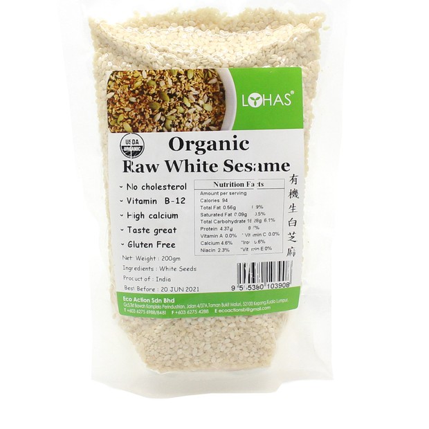 LOHAS Organic Raw White Sesame 200g Shopee Malaysia