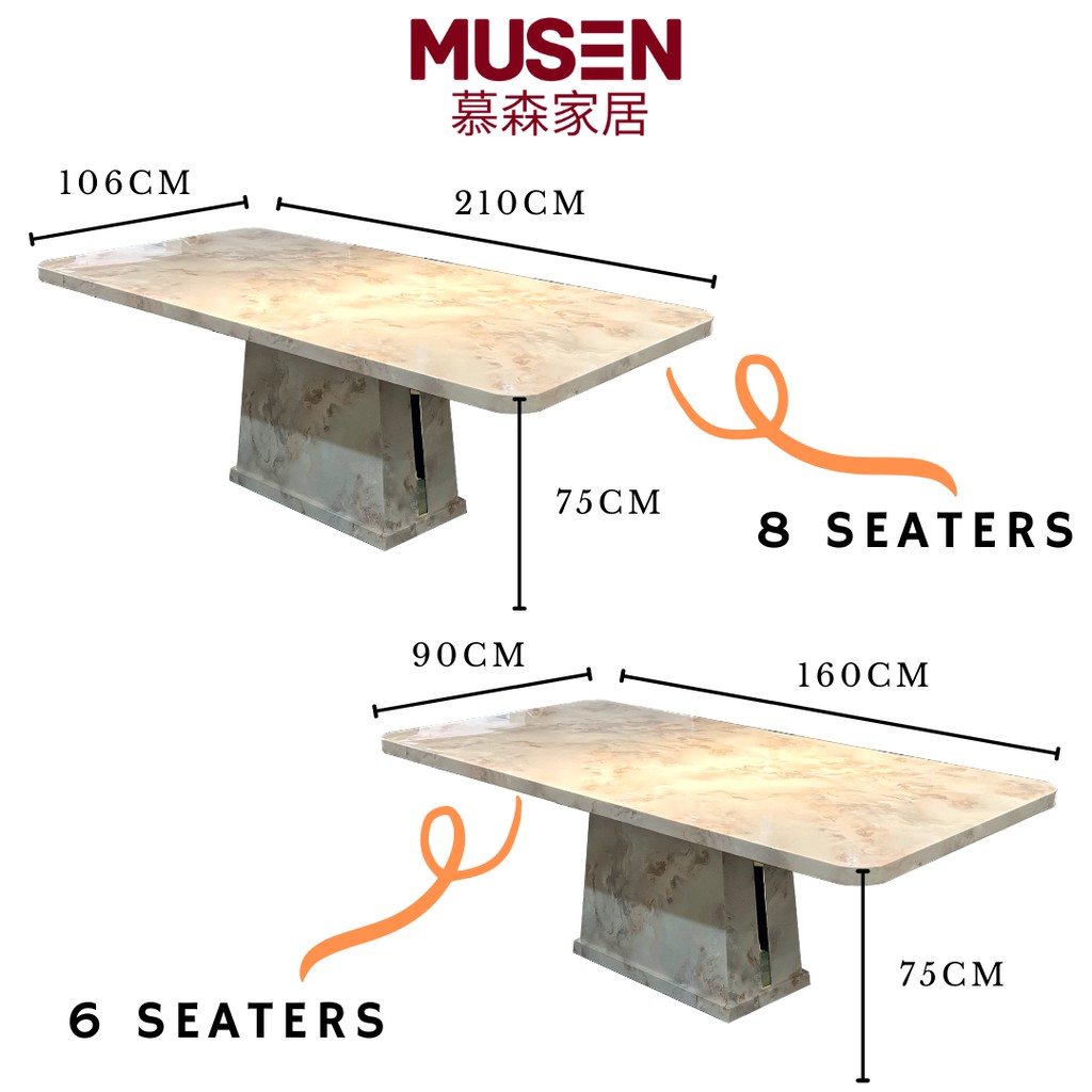 Musen Rosinda Marble Dining Set Set Meja Makan X Mm Marble