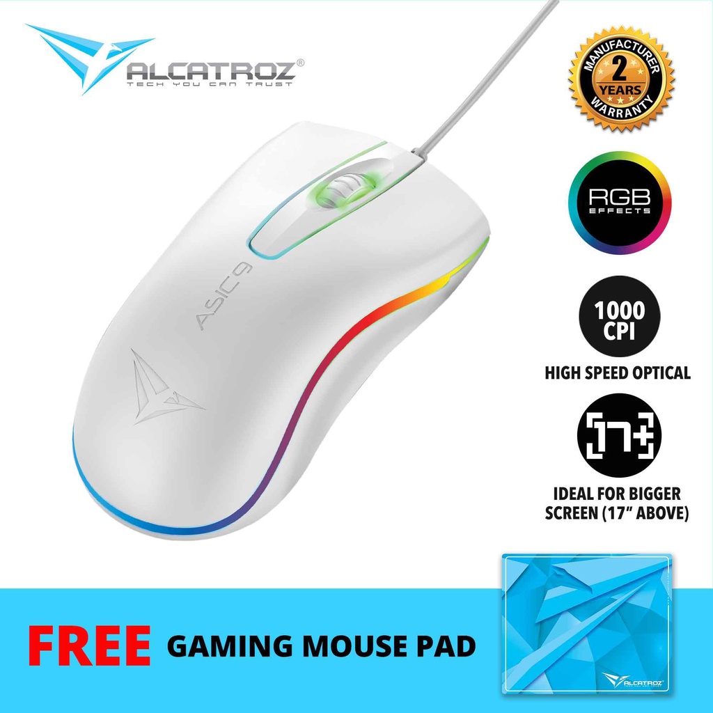 Alcatroz Asic Rgb Hi Definition Usb Wired Mouse Free Mousemat