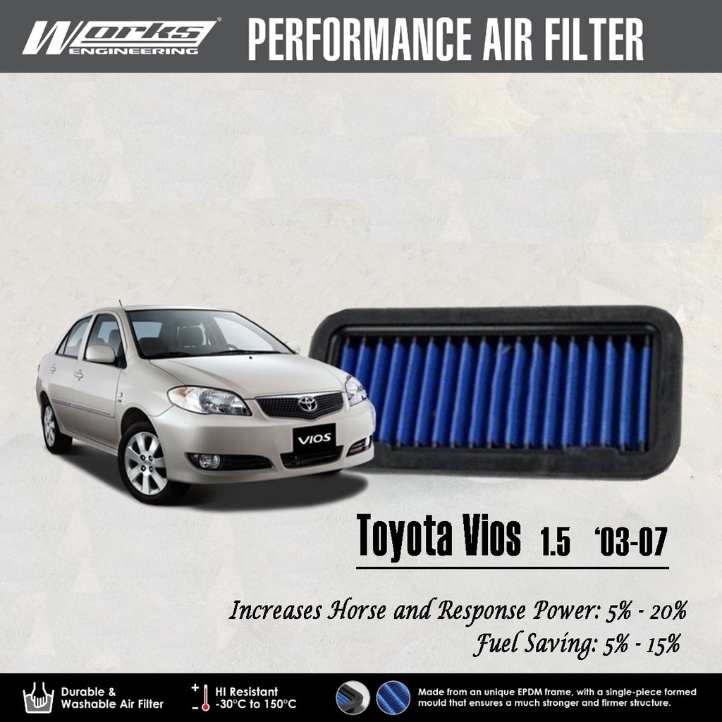 Toyota Vios NCP42 03 Works Engineering Drop In Air Filter WS OT 009