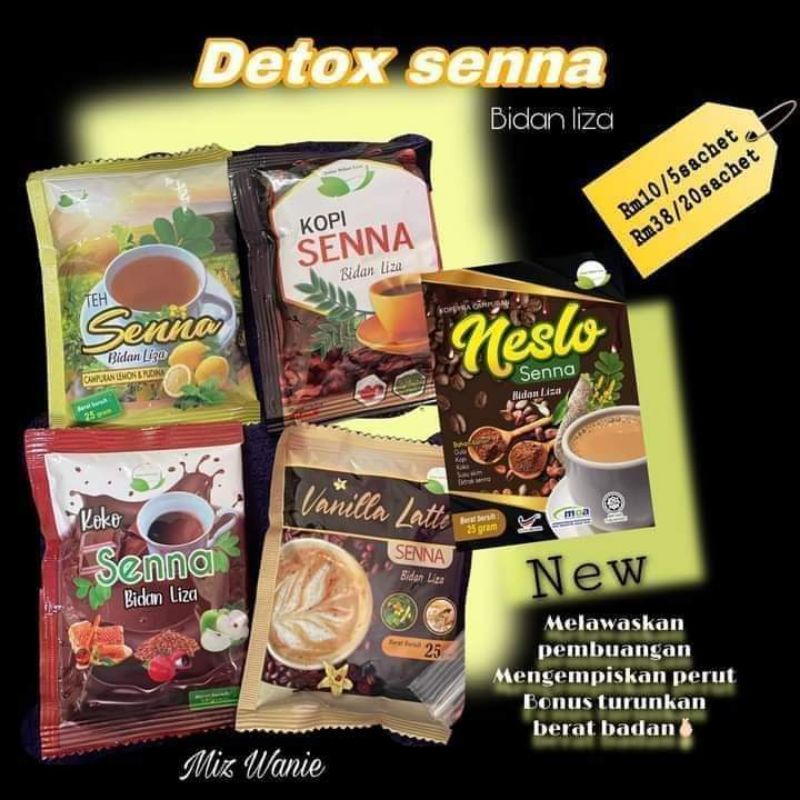 Sachet Kopi Senna By Bidan Liza Koko Vanilla Latte Teh Senna Lemon