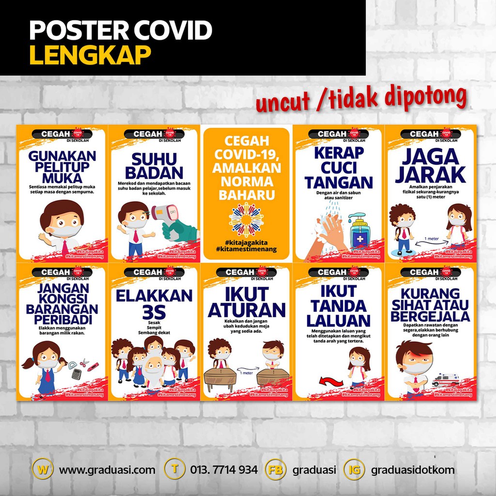 Poster Banner Cegah Covid 19 Di Sekolah Covid19 Uncut 3x5 Kaki Qts