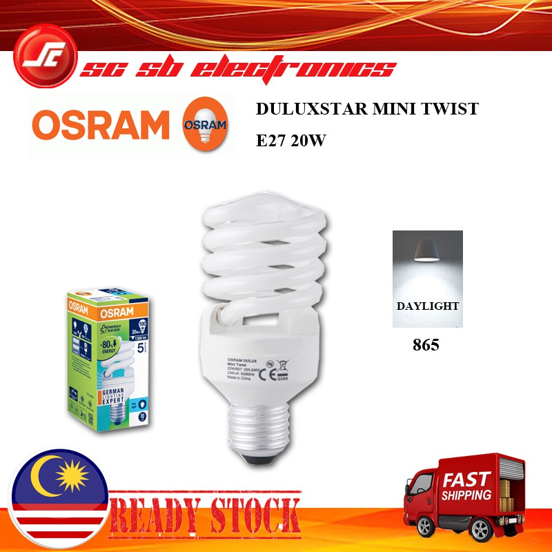 OSRAM DULUXSTAR MINI TWIST E27 20W 865 DAYLIGHT Shopee Malaysia