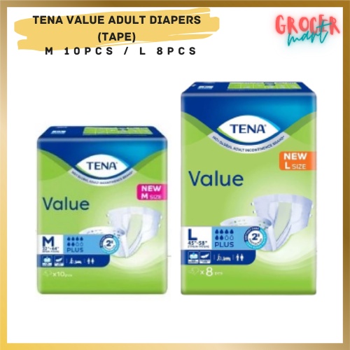 Tena Value Adult Diapers Tape M L Grocer Mart Shopee Malaysia