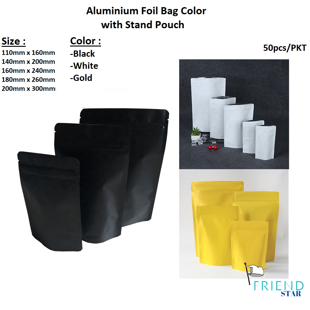 Pcs Sizes Color Aluminium Foil Color Stand Pouch Bag With