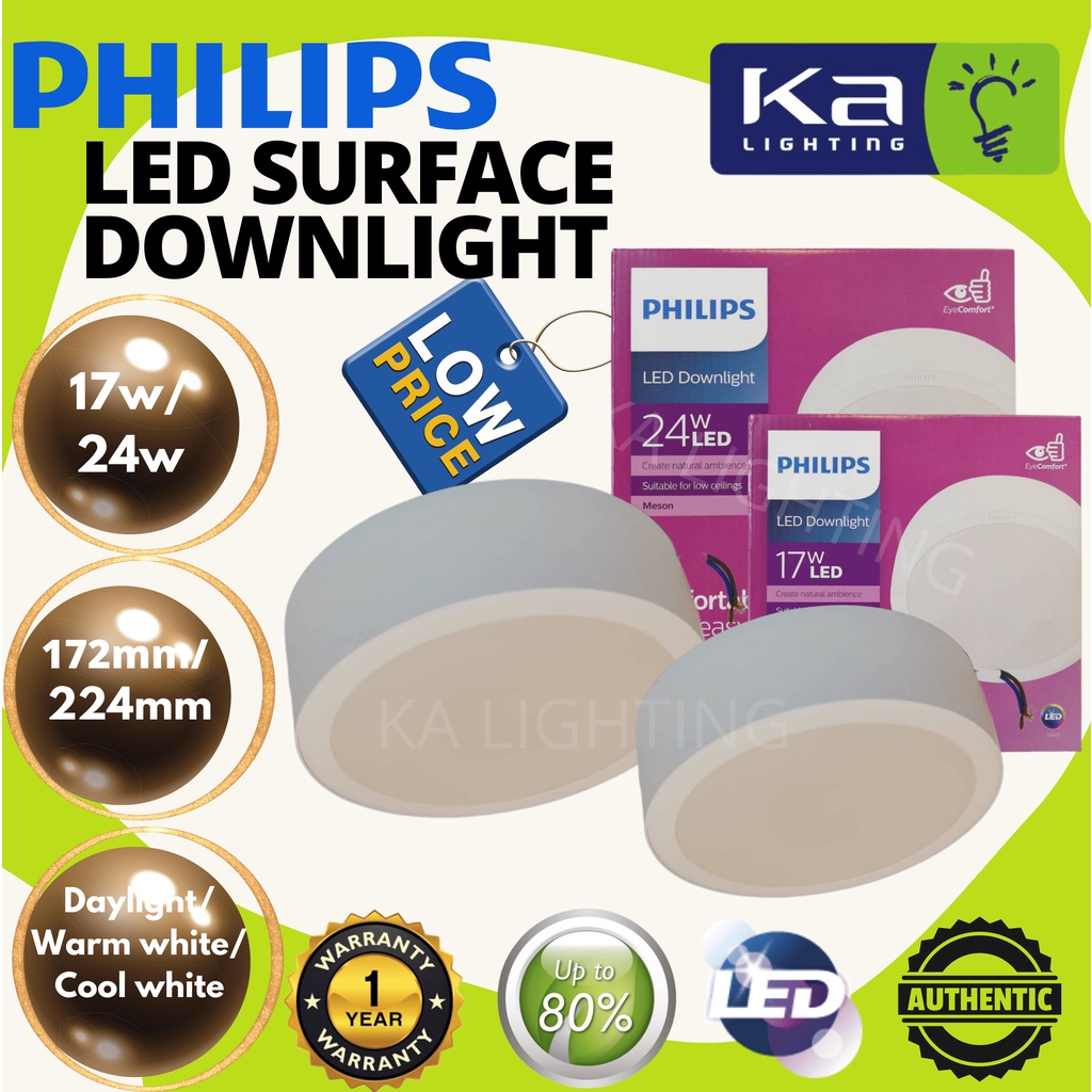 PHILIPS MESON LED SURFACE DOWNLIGHT 17w 59472 24w 59474 Shopee