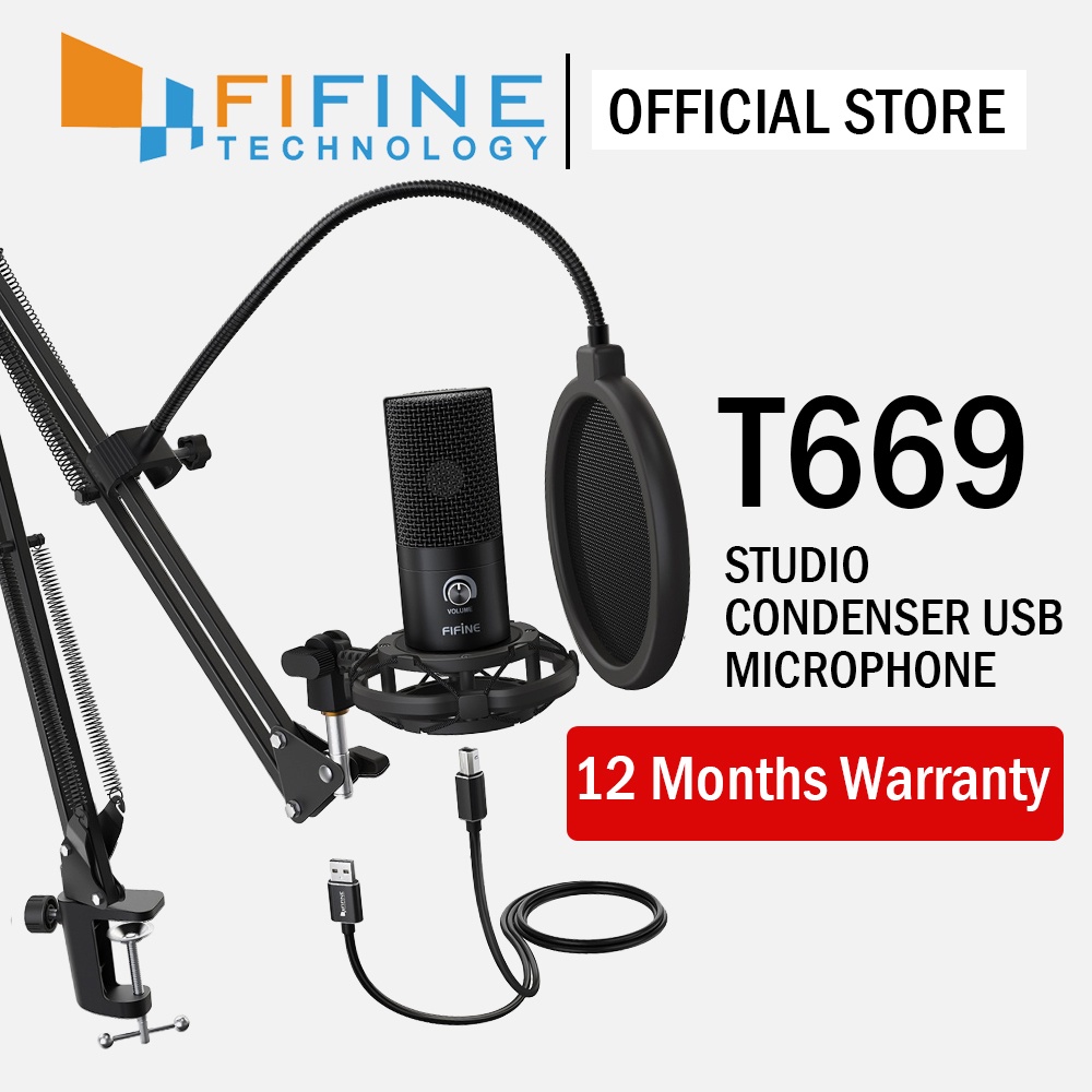 Fifine T Usb Microphone Bundle With Arm Stand Shock Mount And Pop