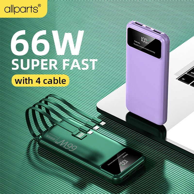 66W PD Super Fast Charge 30000mAh Powerbank With 4 Cable Mini Power