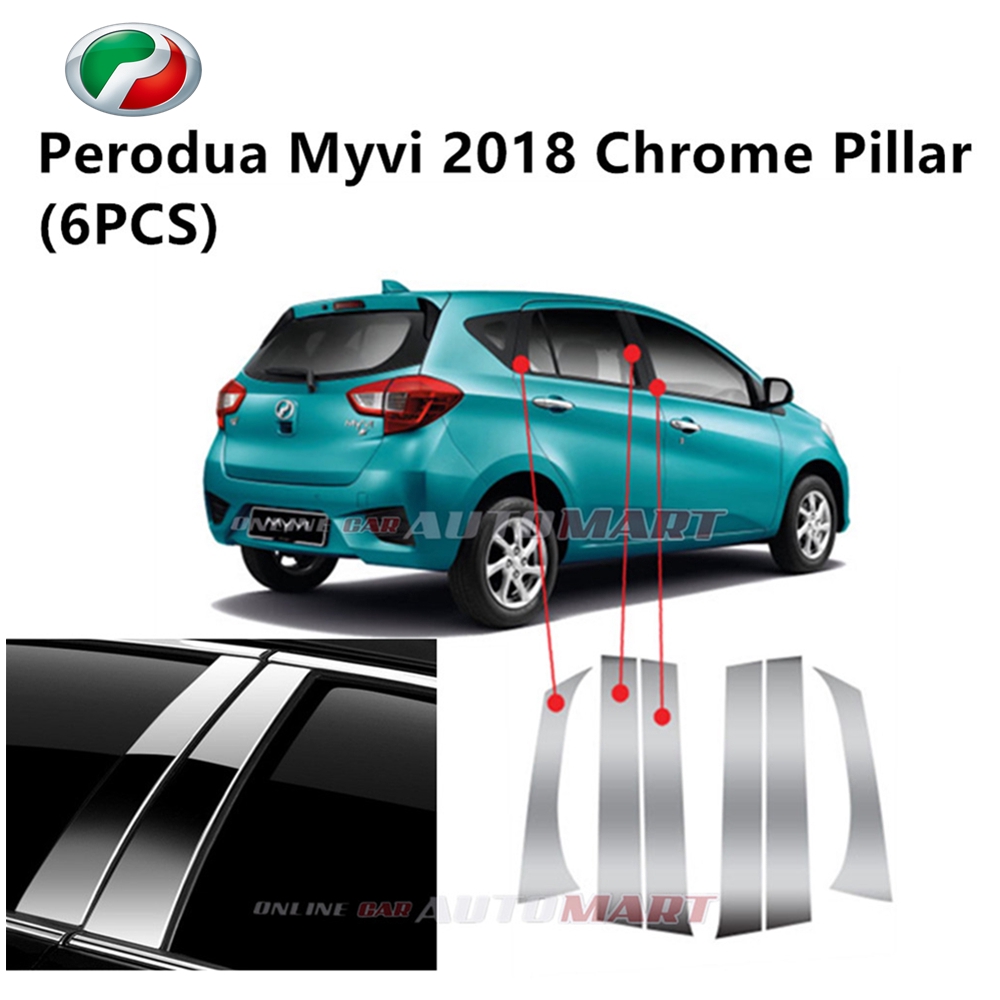 Perodua Myvi Yr Car Chrome Door Window Pillar Trim Panel Chrome