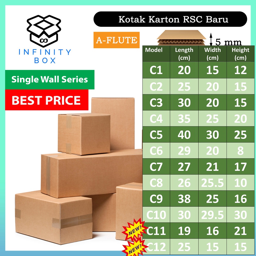 Carton Box Packaging Courier Box Kotak Karton Kotak Courier A Flute