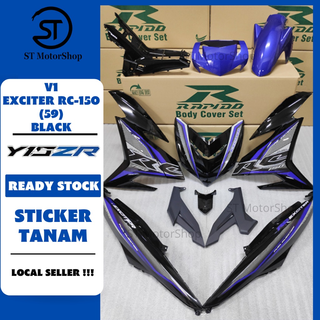 YAMAHA Y15 Y15ZR V1 V2 EXCITER RC 150 59 BLACK COVER SET STICKER