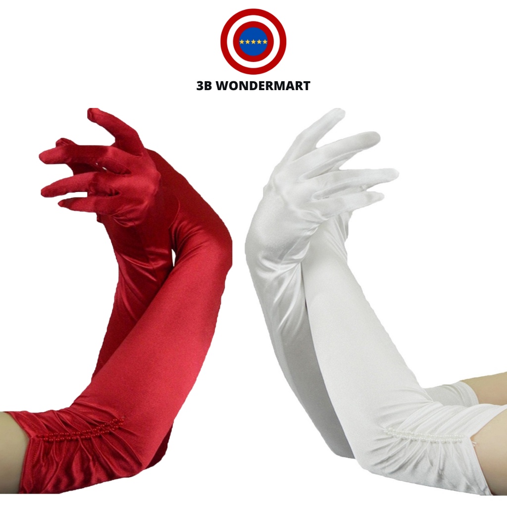 Long Opera Satin Gloves Finger Elbow Length Sun Protection Gloves