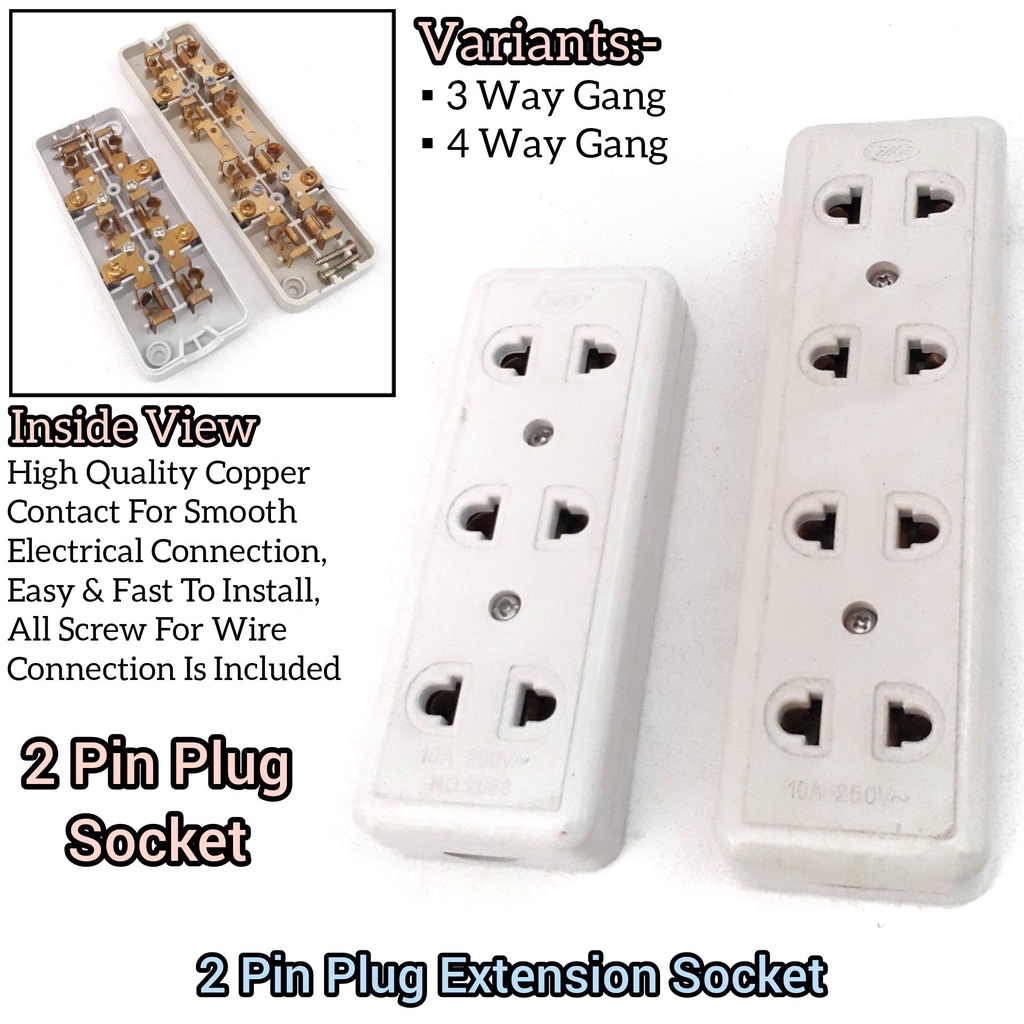 Pin Plug Socket Extension Without Wire For Electrical Appliance