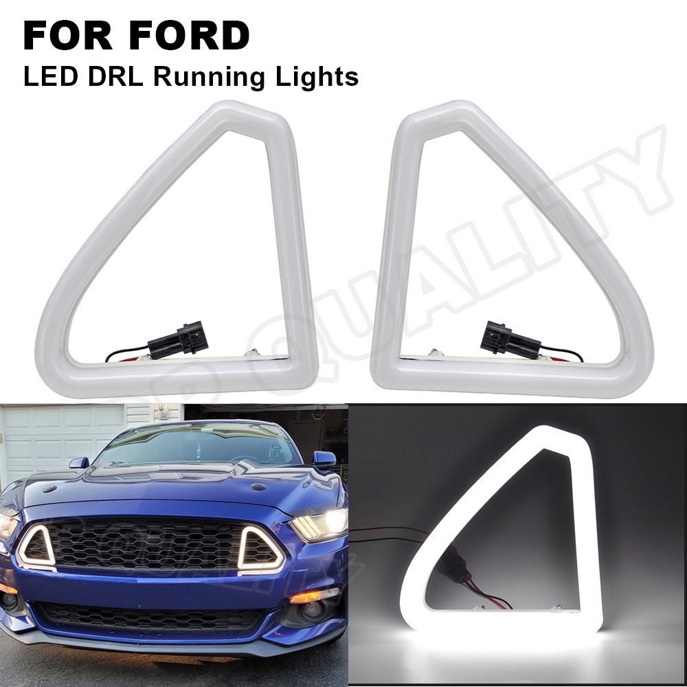 For 2015 2016 2017 Ford Mustang Front Grille Hood Bumper White LED DRL