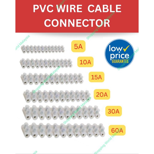 5A 10A 15A 20A 30A 60A PVC Connector Terminal Block Barrier Wire