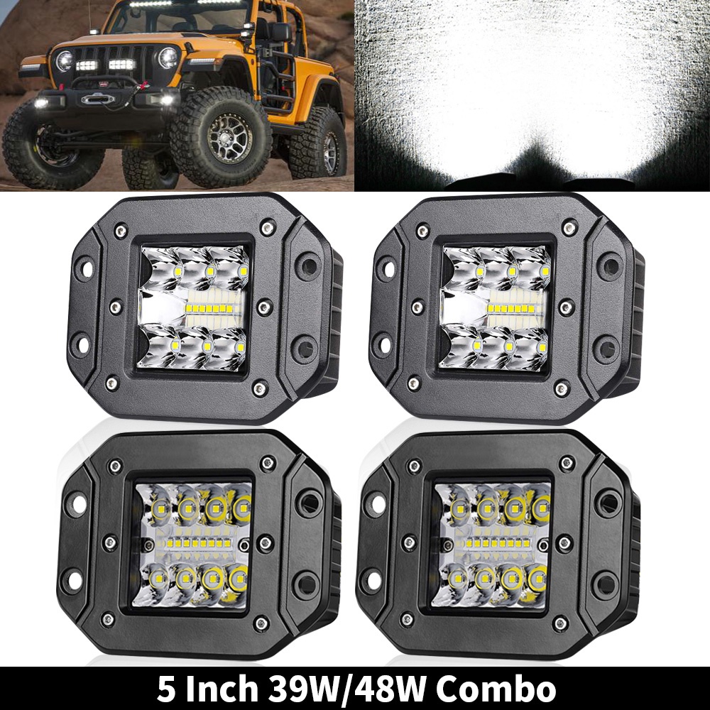 Inch Led Light Bar W W V Flush Mount Spot Flood Work Light