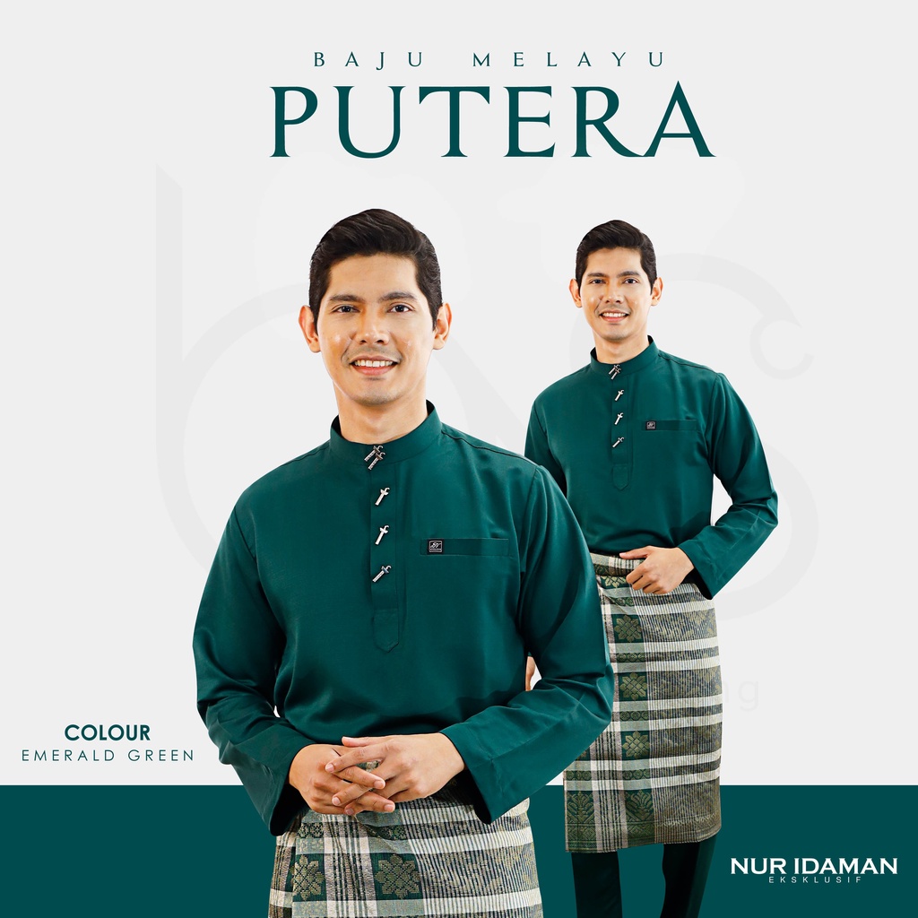 EMERALD GREEN Baju Melayu Putera Slim Fit 15 Colour Ready Stock