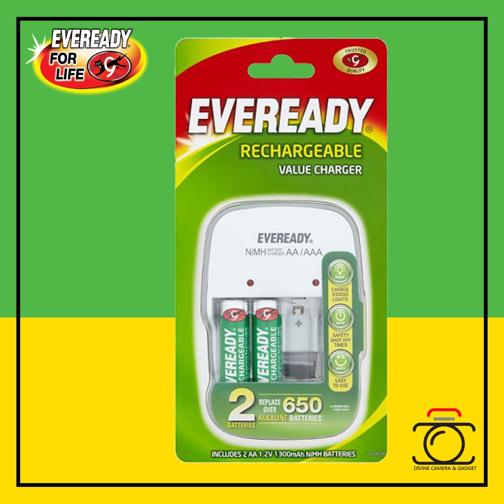 EVEREADY Rechargeable Value Charger Set 2 X AA Batteries Charger