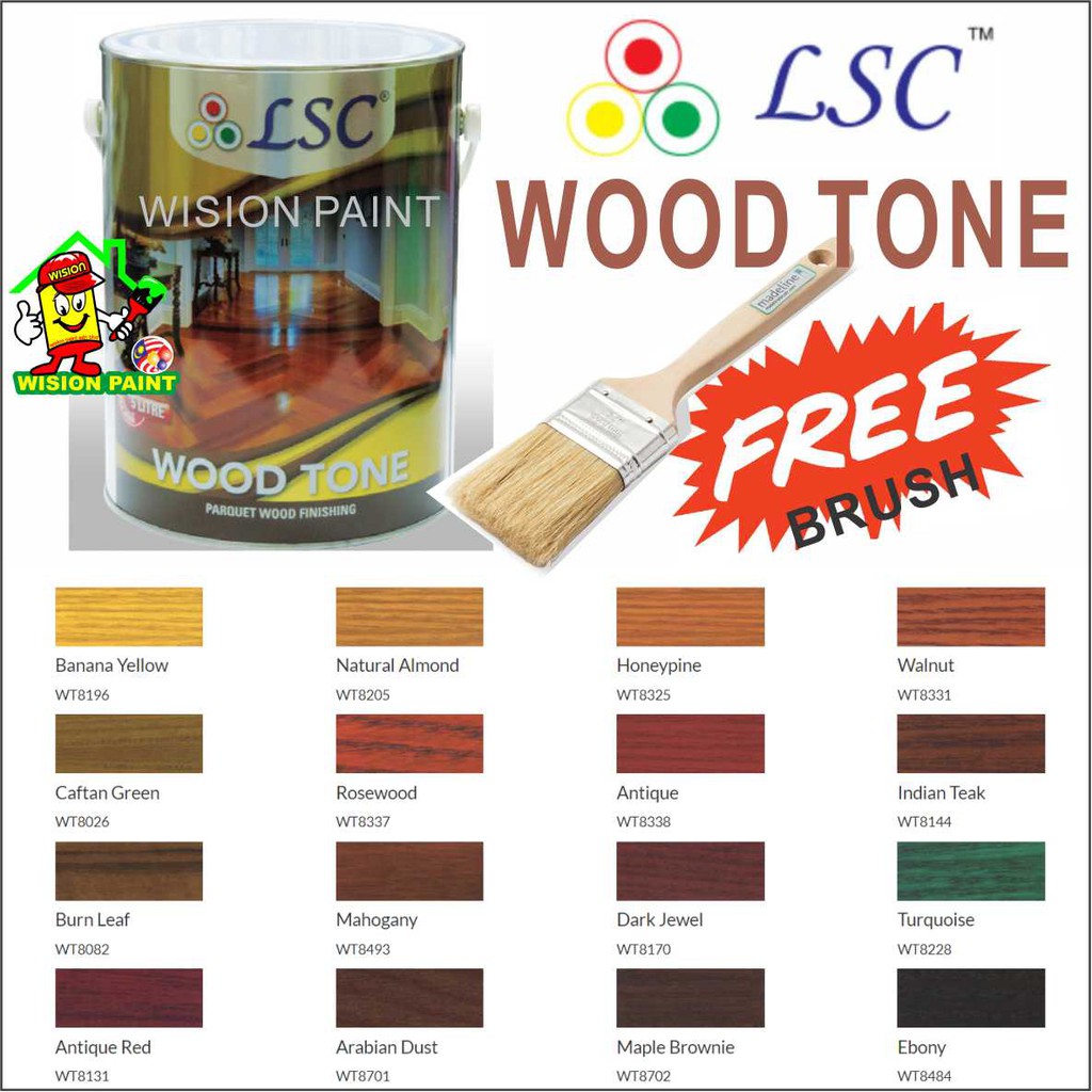 1L 1 LITER LSC Wood Tone Vanish Finish Glossy Free Brush 1