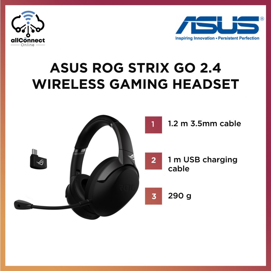 ASUS ROG Strix Go 2 4 Electro Punk Wireless Gaming Headset W AI