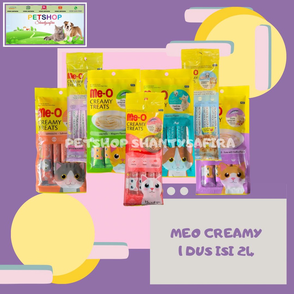 Snack Cat ME O MEO CREAMY 15GR X 4PCS Packaging Box 24 SACHET Cat