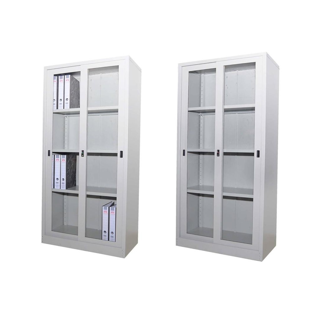 READY STOCK Steel Full Height Cupboard Glass Door Steel Cabinet