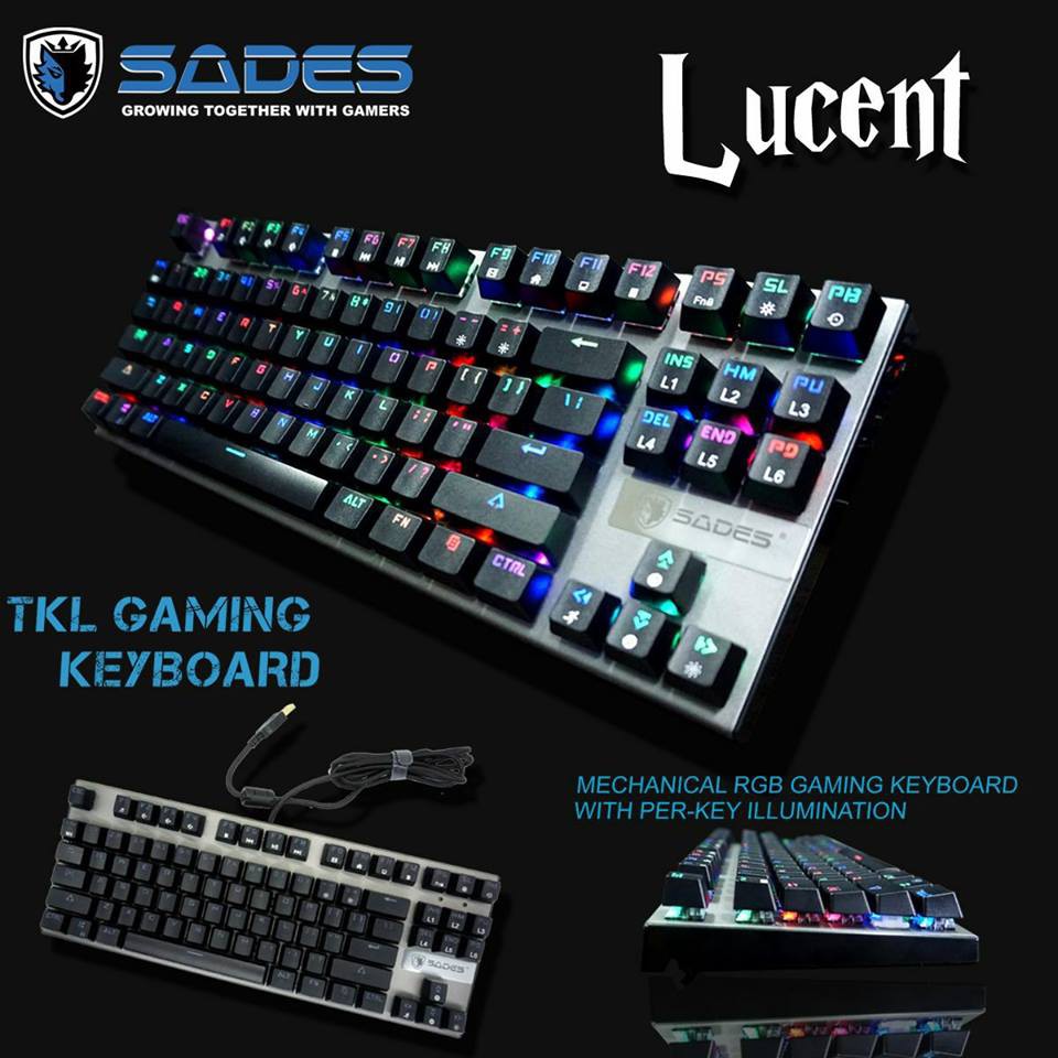 Mechanical Sades Lucent Tkl Rgb Gaming Keyboard Blue Switch Shopee