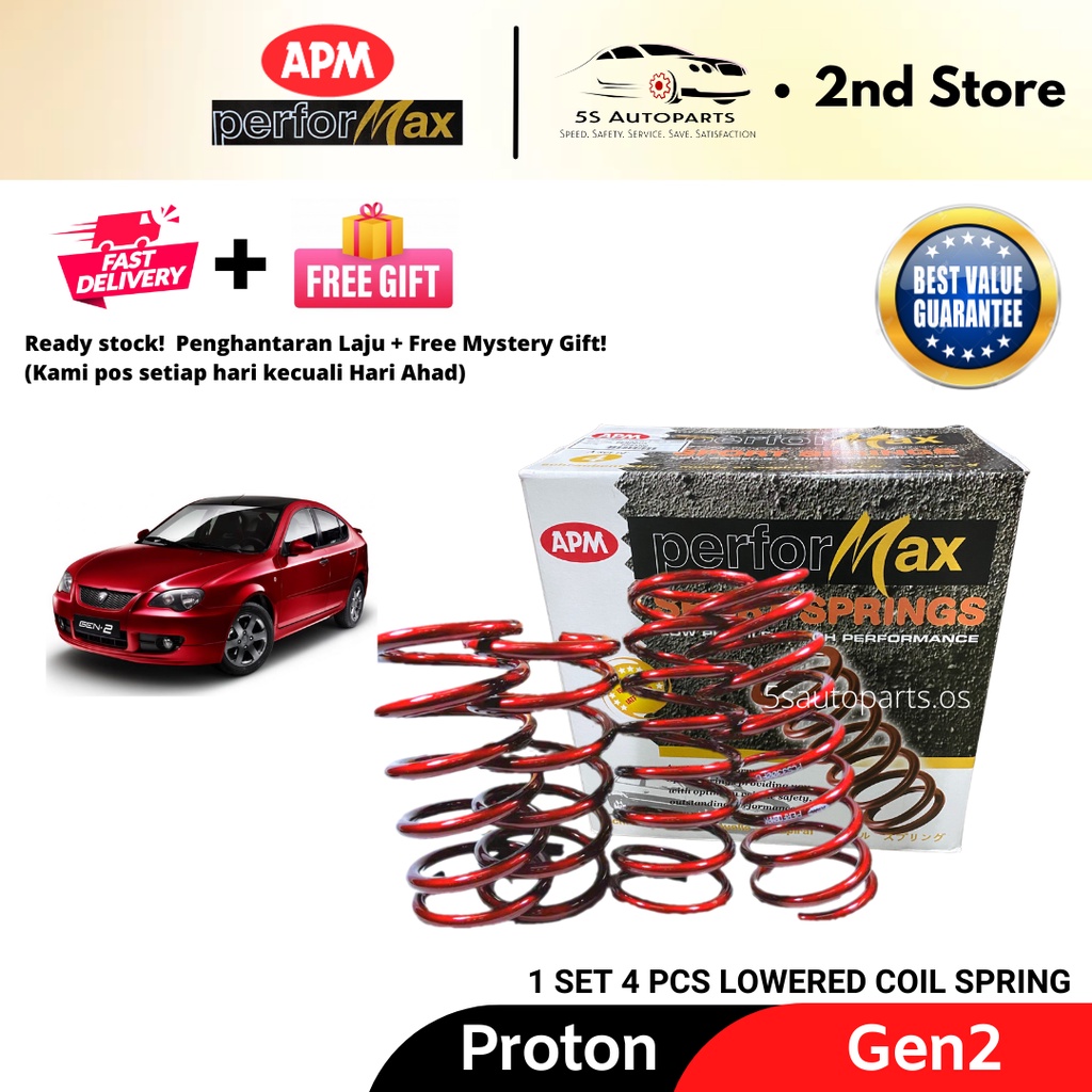 APM Performax Proton Gen 2 Lowered Sport Spring Set 4 PCS Shopee