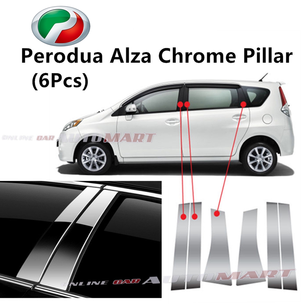 Perodua Alza Car Chrome Door Window Pillar Trim Panel Chrome Stainless