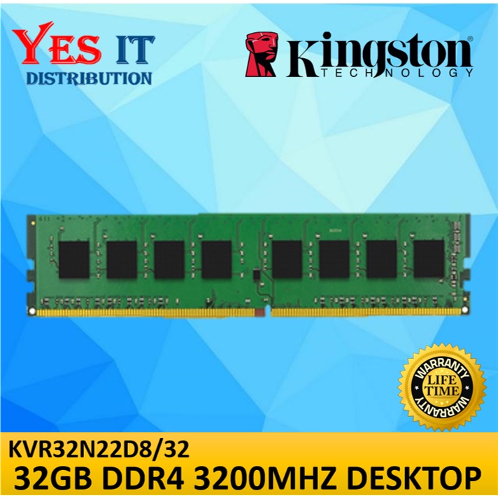 KINGSTON 16GB 1X16GB 32GB 8GB DDR4 3200MHz CL22 288 Pin DIMM