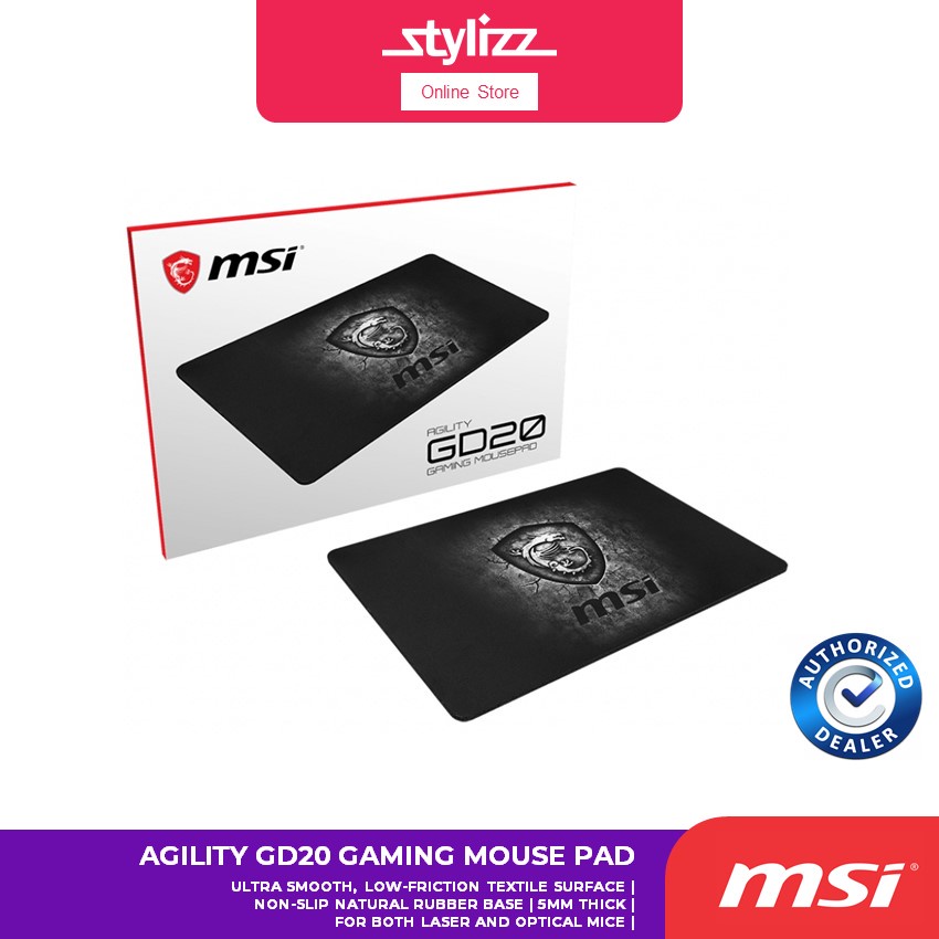 MSI AGILITY GD20 GAMING MOUSE PAD ULTRA SMOOTH LOW FRICTION TEXTILE