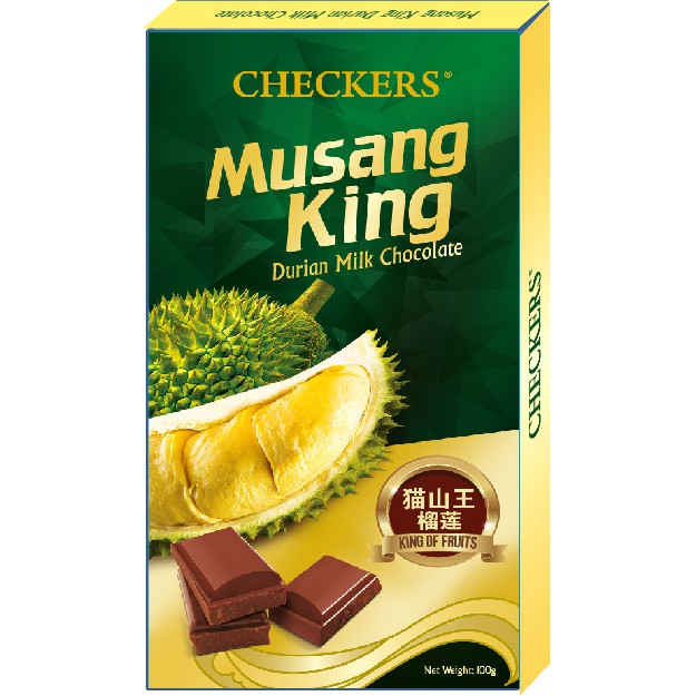 HOT ITEM Checkers Bar Musang King Durian Milk Chocolate 100g Shopee