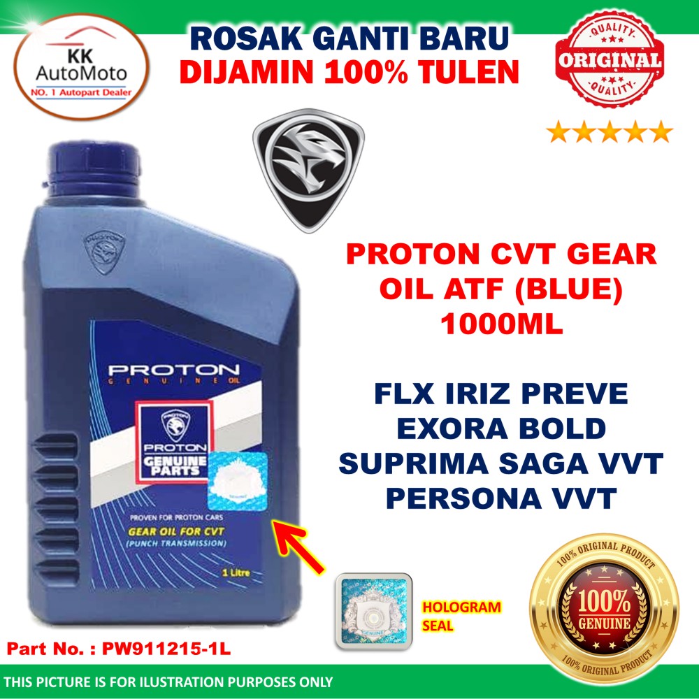 Proton CVT Gear Oil ATF Blue 1000mL Saga FLX Iriz Preve Exora Bold