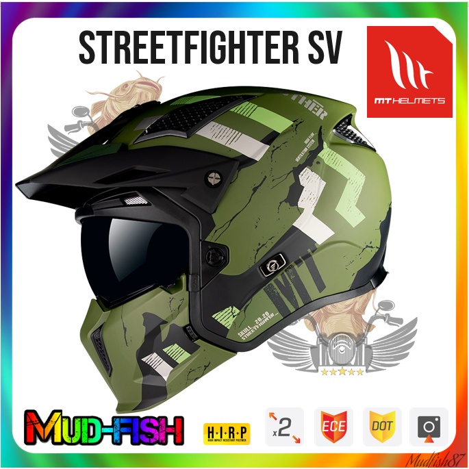 TOPI KELEDAR MT STREET FIGHTER SV SKULL 2020 A16 Matt Green FULLFACE