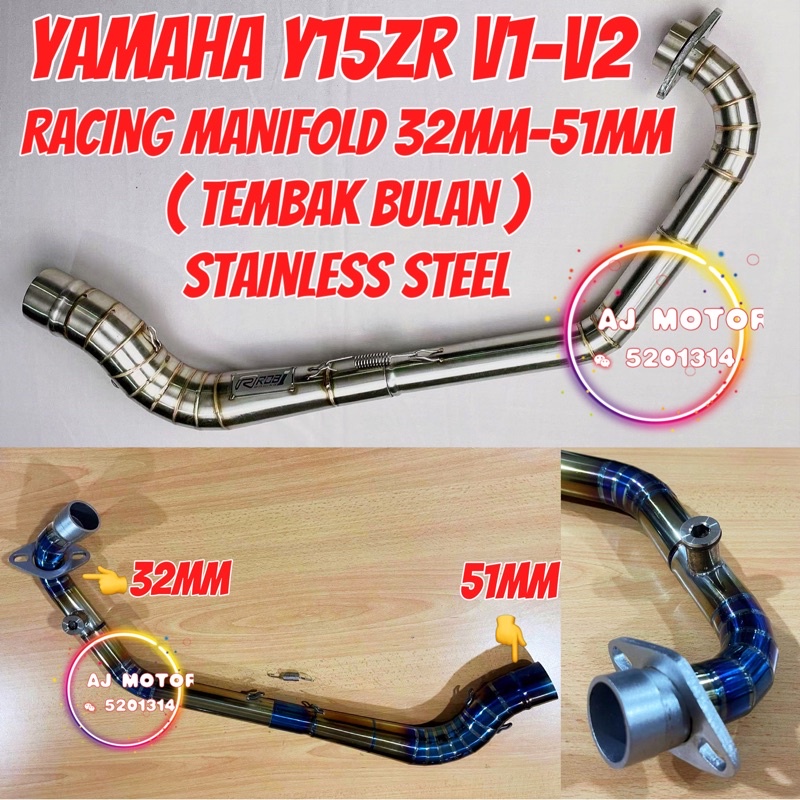 Y15ZR V1 V2 RACING MANIFOLD 32MM 51MM TEMBAK BULAN TITANIUM