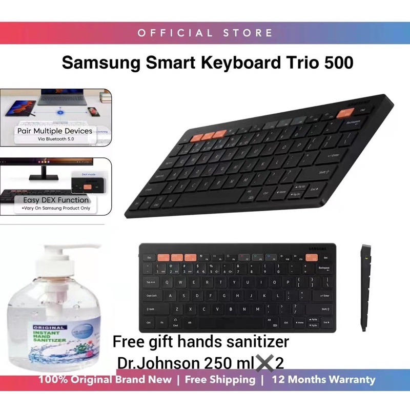 100 Original Samsung Smart Keyboard Trio 500 Hot Keys Bluetooth