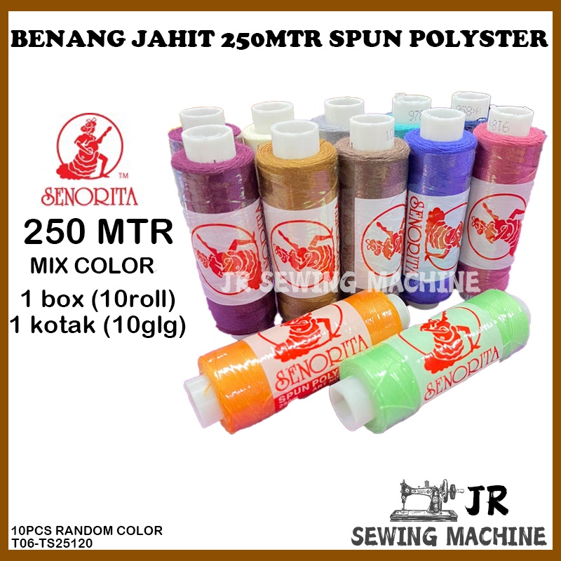 SENORITA 10 PCS Benang Jahit Senorita 250mtr MIX COLOUR Benang Jahit